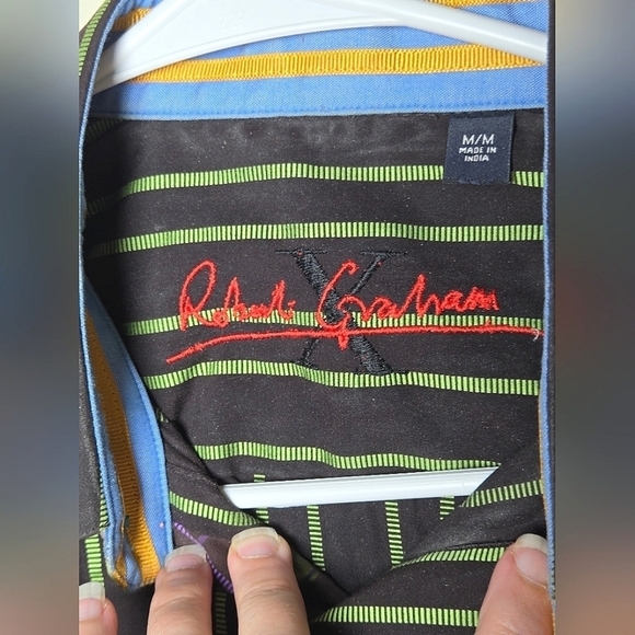 Men's Robert Graham 100% Cotton Striped Button Down Shirt, Size Medium - Picture 4 of 6